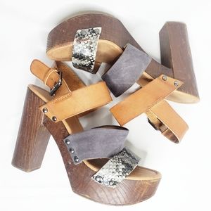 Madden Girl Mixxx Wood Platform Heels 8M